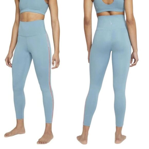 Nike Dri-Fit Blue High Rise Crochet Edge 7/8 Leggings - 47015 - Picture 1 of 11